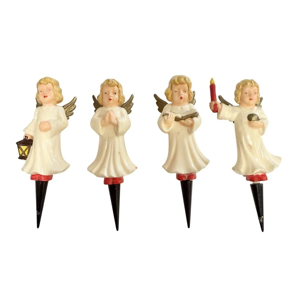 Vintage Cherub Angel Christmas Cupcake/Cake Toppers Made in Germany Set (4)